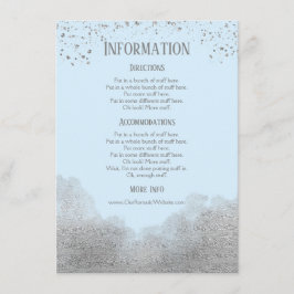 Tarjeta De Recepción Información sobre el Boda Blue Silver Confetti