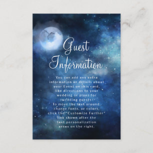 Tarjeta De Recepción Información sobre el Boda celeste del cielo lunar