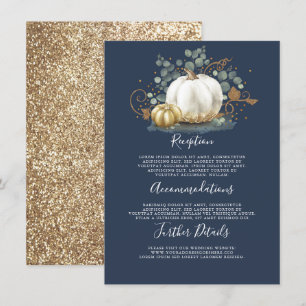 Tarjeta De Recepción Información sobre el Boda de calabaza dorada y bla