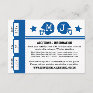 Tarjeta De Recepción Información sobre el Boda de entradas de fútbol
