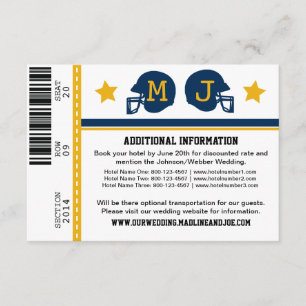 Tarjeta De Recepción Información sobre el Boda de entradas de fútbol