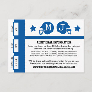 Tarjeta De Recepción Información sobre el Boda de entradas de fútbol
