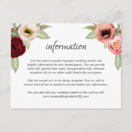 Tarjeta De Recepción Información sobre el Boda de Floral de Boho Rústic