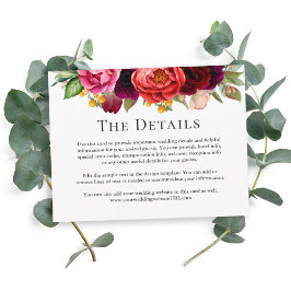 Tarjeta De Recepción Información sobre el Boda de Floral de Boho Rústic