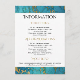 Tarjeta De Recepción Información sobre el Boda de mármol de oro azul