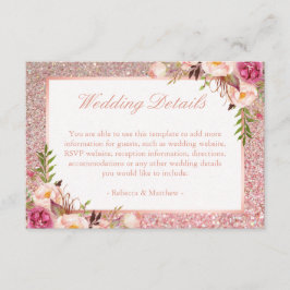 Tarjeta De Recepción Información sobre el Boda del Purpurina de oro de