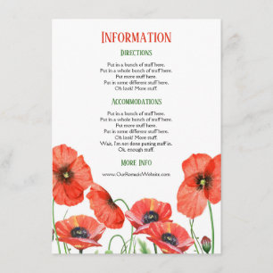 Tarjeta De Recepción Información sobre el Boda floral de Poppies