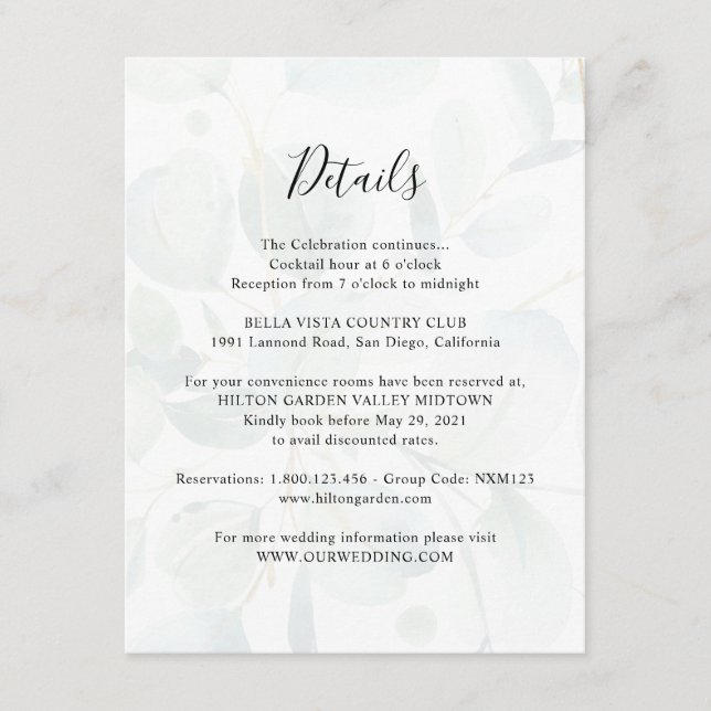 Tarjeta De Recepción Información sobre el cliente de Greenery Eucalyptu (Anverso)