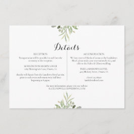 Tarjeta De Recepción Información sobre el guión del Boda de verde