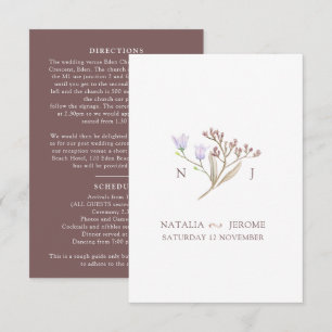 Tarjeta De Recepción Información sobre invitados de boda en otoño marró