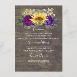 Tarjeta De Recepción Información sobre la boda de otoño de girasoles In