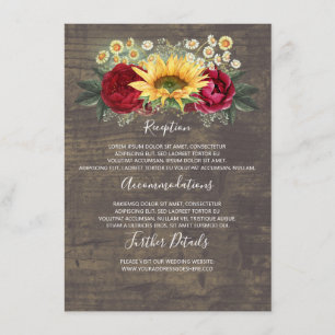 Tarjeta De Recepción Información sobre la boda de otoño de girasoles In