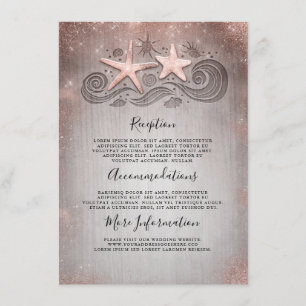 Tarjeta De Recepción Información sobre la boda de Rosa Gold Beach