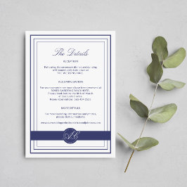 Tarjeta De Recepción Información sobre la elegante boda clásica
