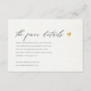 TARJETA DE RECEPCIÓN INFORMACIÓN SOBRE LA TIPOGRAFÍA DEL ORO SIMPLE Y E