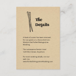 Tarjeta De Recepción Información sobre palillos Boda Información sobre 