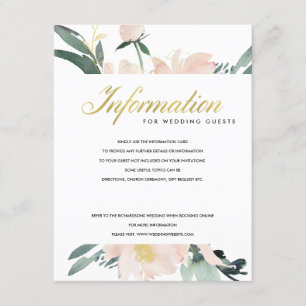 TARJETA DE RECEPCIÓN INFORMACIÓN SOFT RUBOR FLORAL WATERCOLOR BODA