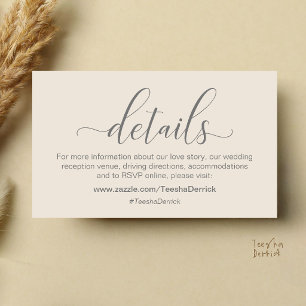 Tarjeta De Recepción Información y Detalles de Boda Minimalista Clásica