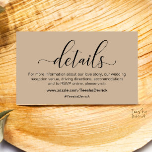 Tarjeta De Recepción Información y detalles de boda minimalista clásica