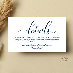 Tarjeta De Recepción Información y detalles de boda minimalista clásica