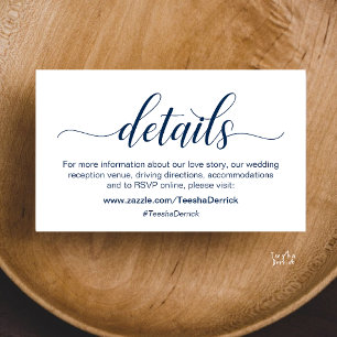 Tarjeta De Recepción Información y detalles de boda minimalista elegant