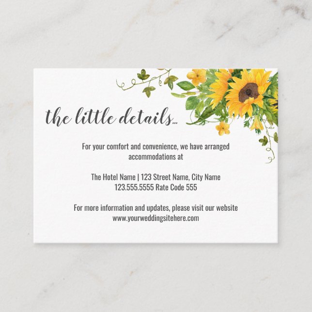 Tarjeta De Recepción Información y detalles sobre los girasoles (Anverso)