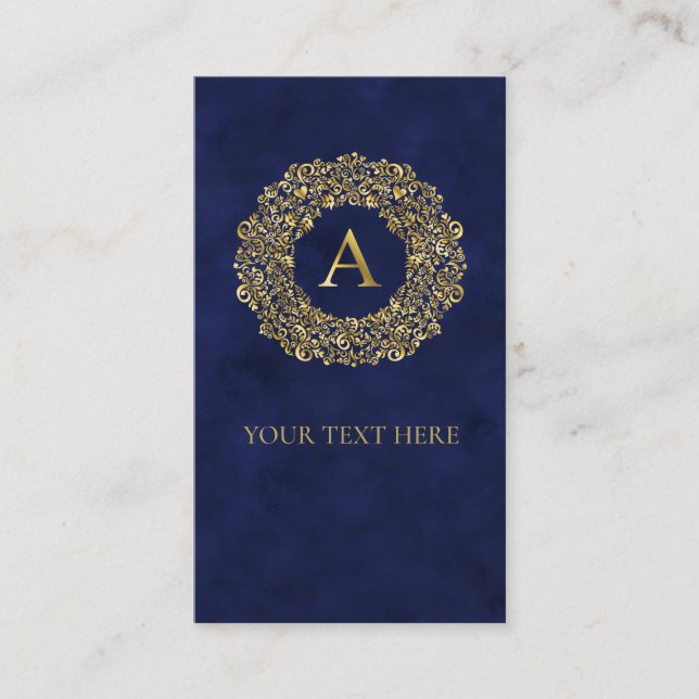 Tarjeta De Recepción Inicial Patrón Clásico de Damasco dorado A  (Anverso)