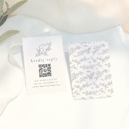Tarjeta De Recepción Iniciales botánicas ilustradas Boda de código QR R