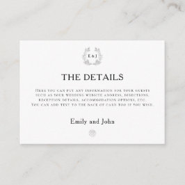 Tarjeta De Recepción Iniciales de monograma hoja Detalles del Boda de t