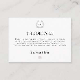 Tarjeta De Recepción Iniciales de monograma hoja Detalles del Boda de t