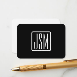 Tarjeta De Recepción Iniciales monogramadas modernas | Blanco y negro