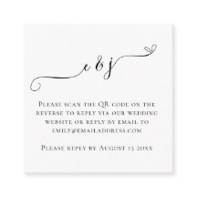 Iniciales Script QR Boda de código RSVP blanco neg