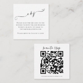 Tarjeta De Recepción Iniciales Script QR Boda de código RSVP blanco neg