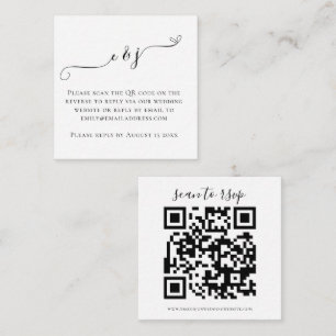 Tarjeta De Recepción Iniciales Script QR Boda de código RSVP blanco neg