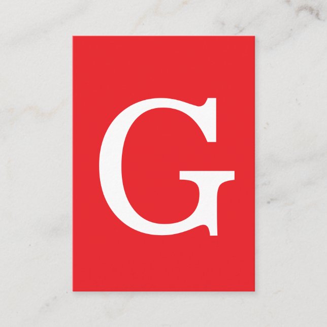 Tarjeta De Recepción Initial Letter Monogram Red White Plain Simple (Anverso)