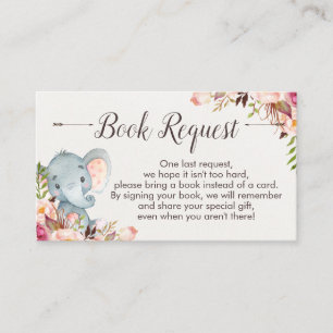 Tarjeta De Recepción Inscripción de la libreta de bebés de Boho elephan