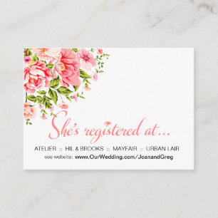 Tarjeta De Recepción Inscripción en el registro de la ducha de flores