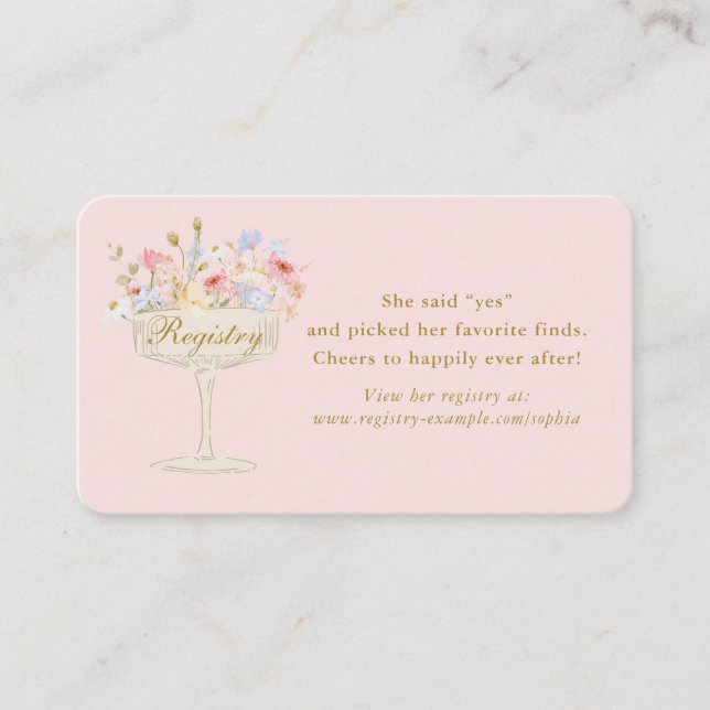 Tarjeta De Recepción Inscripción en el Registro de Petales y Ducha Brid (Anverso)