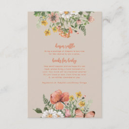 Tarjeta De Recepción Inserción de Baby Shower con flores silvestres