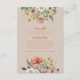 Tarjeta De Recepción Inserción de Baby Shower con flores silvestres