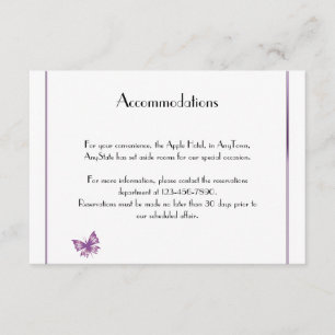 Tarjeta De Recepción Inserción de Boda cardíaco de mariposa morada