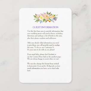 Tarjeta De Recepción Inserción de Boda con sabor y floral