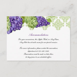 Tarjeta De Recepción Inserción de Boda Grapevine Garden