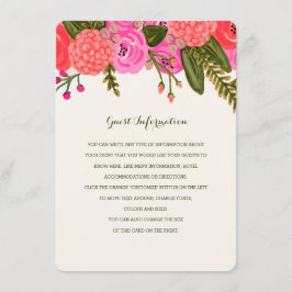 Tarjeta De Recepción Inserción de bodas de jardín vintage
