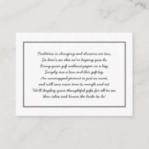 Tarjeta De Recepción Inserción de ducha con pantalla blanca gris simple