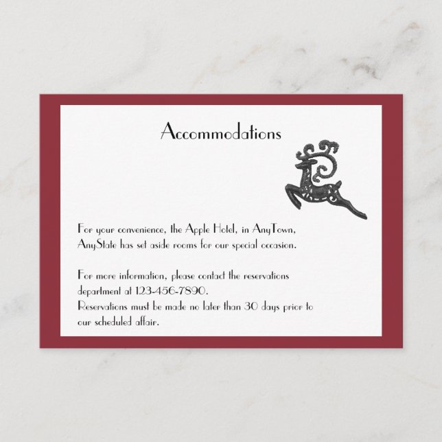Tarjeta De Recepción Inserción de la Boda de Invierno Roja y Blanca (Anverso)