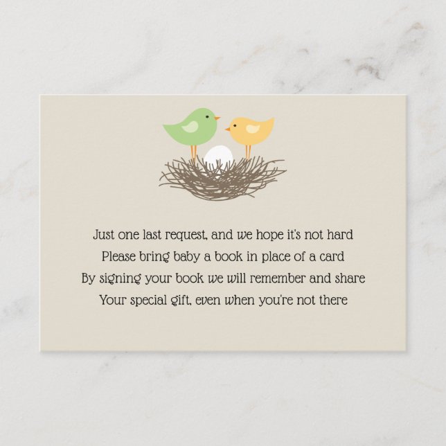 Tarjeta De Recepción Inserción de nido de pájaro bebe amarillo y verde (Anverso)