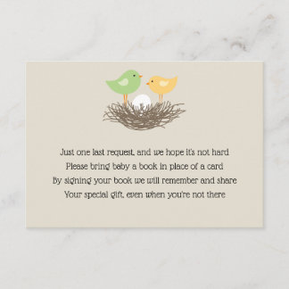 Tarjeta De Recepción Inserción de nido de pájaro bebe amarillo y verde
