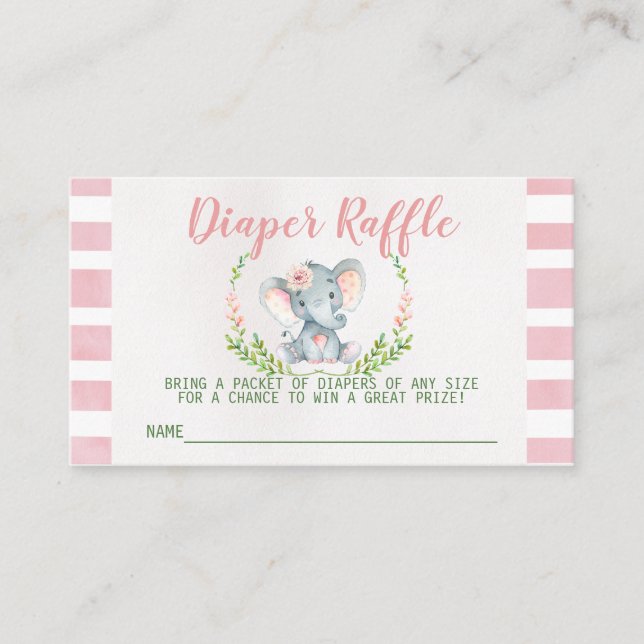 Tarjeta De Recepción Inserción de Raffle de Baby Shower de Elefante Ros (Anverso)