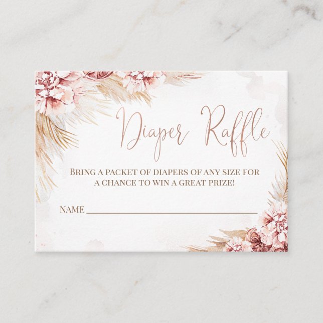 Tarjeta De Recepción Inserción de Raffle de Baby Shower Grass Pampas (Anverso)